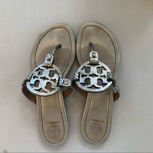 Silver Tory Burch Sandals.